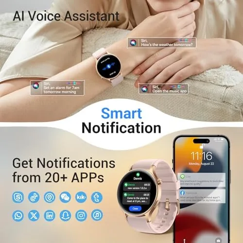 Another view of the Fitpolo Smart Watch for Women,1.3" AMOLED Touchscreen Fitness Tracker, Make/Answer