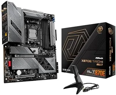 The ASRock X870E Taichi Lite motherboard laid out on a workbench
