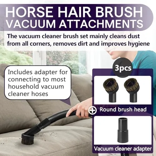 Close up of the soft horse hair bristles on the vacuum brush
