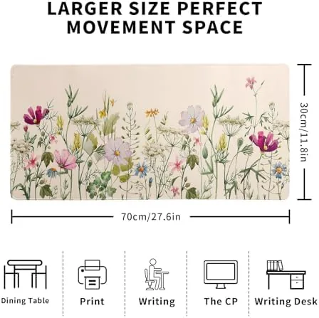 Close look at the Flower Gaming Mouse Pad Large Mouse Pad for Keyboard and build quality