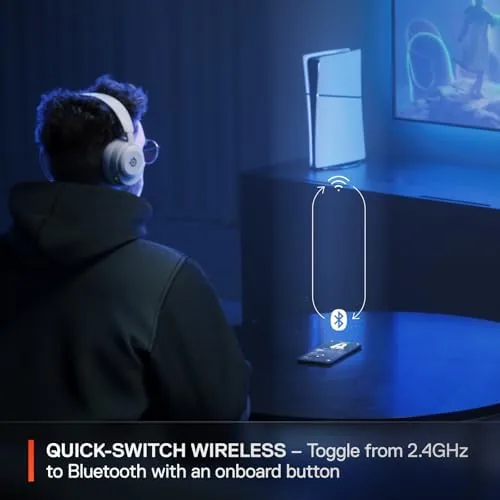The SteelSeries Arctis Nova 5P Wireless Multi-System Gaming Headset , White in real use