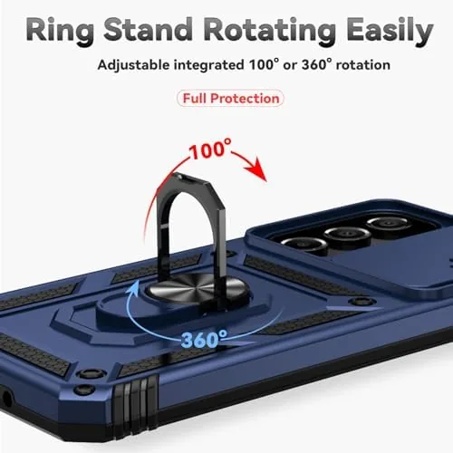 The Galaxy A16 5G in the navy case held one handed with the ring