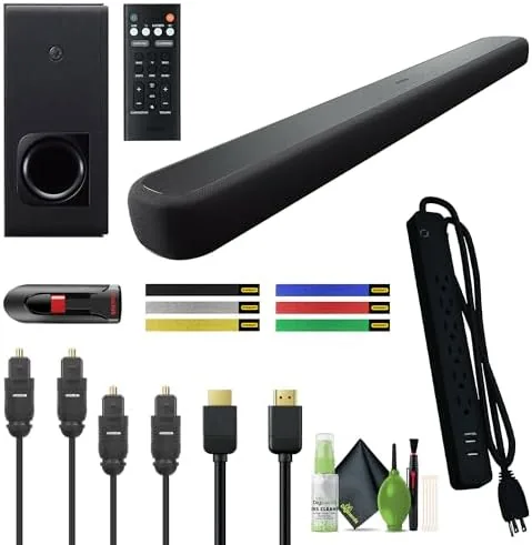 Yamaha YAS 209 sound bar with wireless subwoofer in a living room