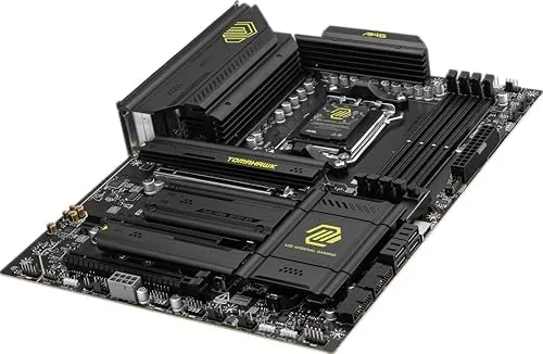 Rear I/O panel with Wi-Fi antenna, USB 40Gbps, and LAN ports