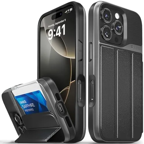 VENA vCommute for iPhone 16 Pro Wallet Case, Black | Military-Grade Drop Protection, Premium Review: Tested and Rated