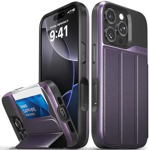 VENA vCommute for iPhone 16 Pro Wallet Case, Purple | Military-Grade Drop Protection, Premium Review: Tested and Rated