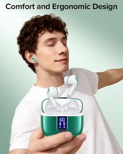 Close look at the TAGRY Bluetooth Headphones True Wireless Earbuds 60H Playback LED Power build quality