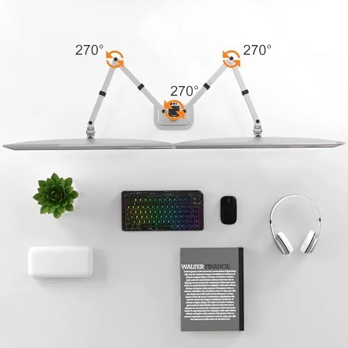 Another view of the Pholiten Dual Monitor Stand, Heavy Duty Adjustable Monitor Arm Desk