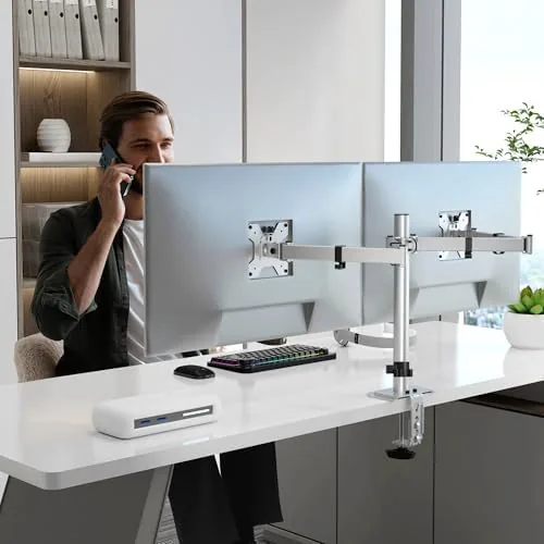 Testing the Pholiten Dual Monitor Stand, Heavy Duty Adjustable Monitor Arm Desk over two weeks