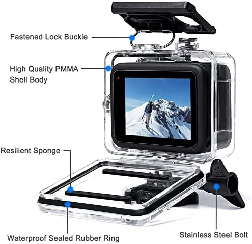 Close look at the OKFUN Waterproof Housing Case for Go Pro Hero 13/12/11/10/9 Black,Protective build quality