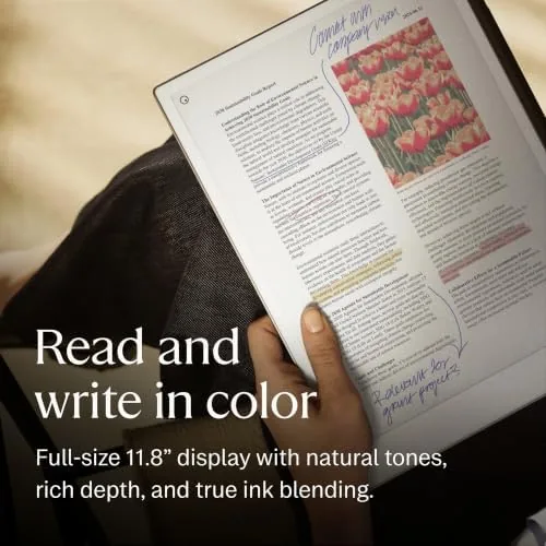 Another view of the reMarkable Paper Pro with Marker Plus and Black Leather Book