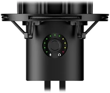 Close up of the QuadCast 2 S shock mount and RGB base