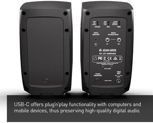 Close look at the ADAM Audio D3V Active Desktop Studio Monitor Speakers - Black build quality