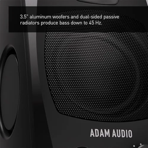 Detail shot of the ADAM Audio D3V Active Desktop Studio Monitor Speakers - Black features