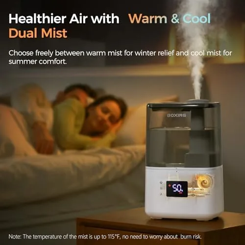 Close look at the BOXING 4.5L Warm and Cool Mist Ultrasonic Humidifier for Bedroom build quality