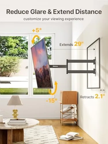 Close look at the monTEK 29 Inch Long Arm TV Wall Mount for 23-65 build quality