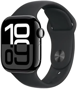 Apple Watch Series 10 42mm Jet Black on a wrist with the sport band