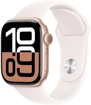 The Apple Watch Series 10 in rose gold aluminum worn on a wrist