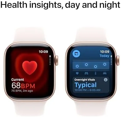 The Apple Watch Series 10 paired with the Light Blush sport band on a table