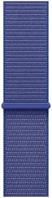 The Ultramarine Apple Sport Loop band laid flat showing the woven fabric