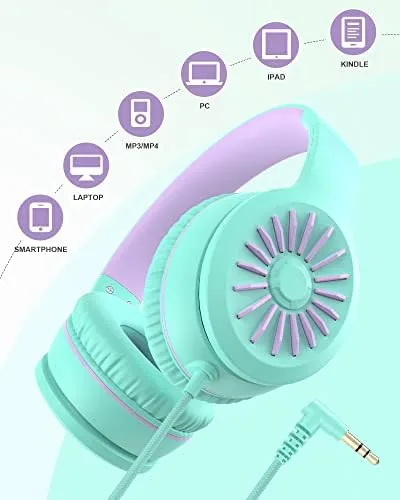 Another view of the ELECDER i45 Kids Headphones Wired, On-Ear Headphones for School Teen