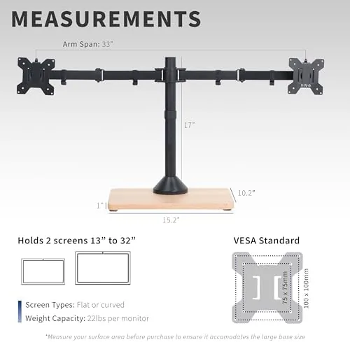 The VIVO Dual Monitor Desk Stand for 13 to 32 inch in real use
