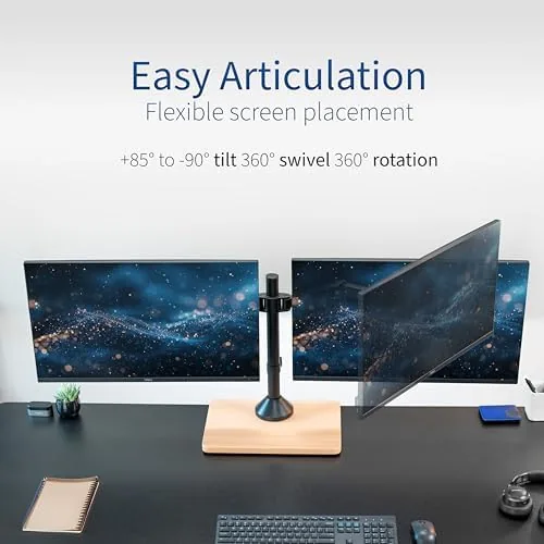 Another view of the VIVO Dual Monitor Desk Stand for 13 to 32 inch