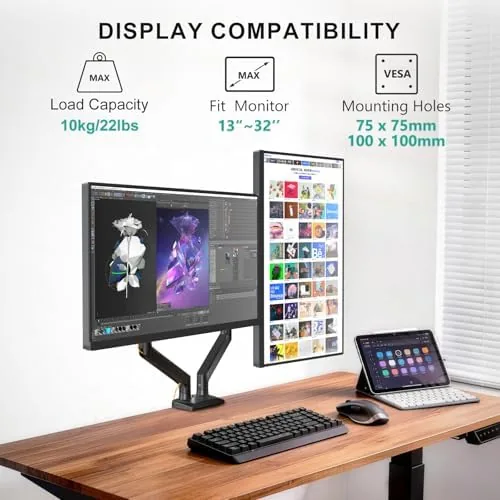 Close look at the WALI Dual Monitor Stand for 13-32 inch Computer Screens, Dual build quality