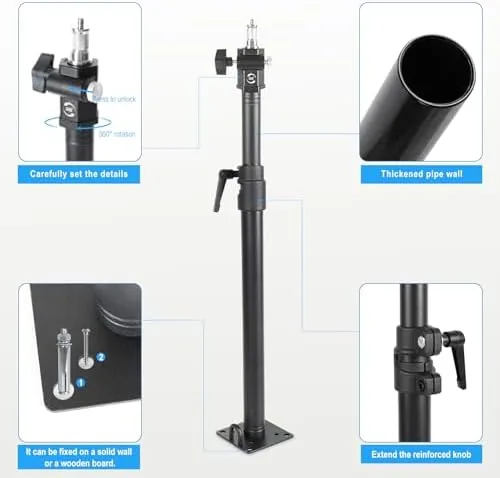 Close look at the Photography Studio Ceiling Camera Mount 360° Rotation Wall Ceiling Light build quality
