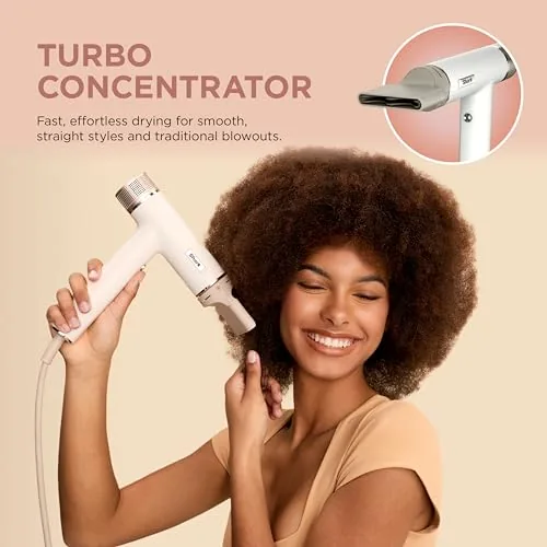 A person styling hair with the Shark SpeedStyle dryer and a round brush