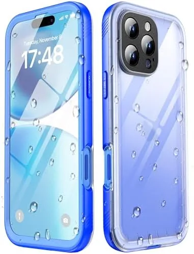 Overview of the SPORTLINK for iPhone 16 Pro Waterproof Case 6.3 Blue/Frosted Clear