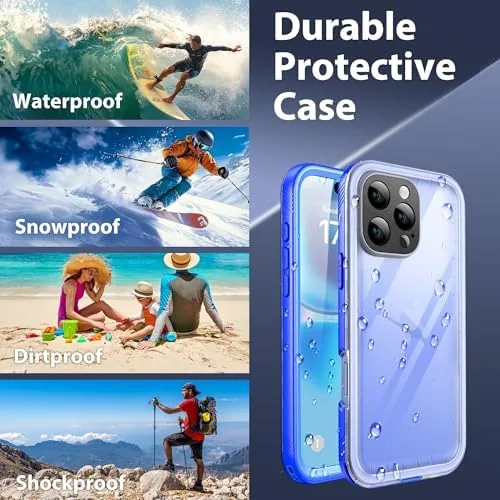 The SPORTLINK for iPhone 16 Pro Waterproof Case 6.3 Blue/Frosted Clear compared in context