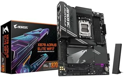 The GIGABYTE X870 AORUS Elite WiFi 7 motherboard on a desk ready for installation