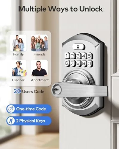 Close look at the TEEHO TE004 Keyless Entry Door Lock Handle with Keypad, Satin build quality