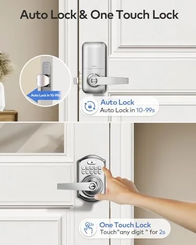 The TEEHO TE004 Keyless Entry Door Lock Handle with Keypad, Satin in real use