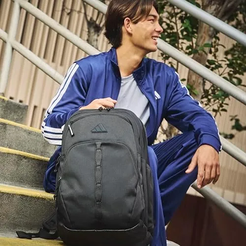 Close up of the padded back panel and shoulder straps of the adidas backpack