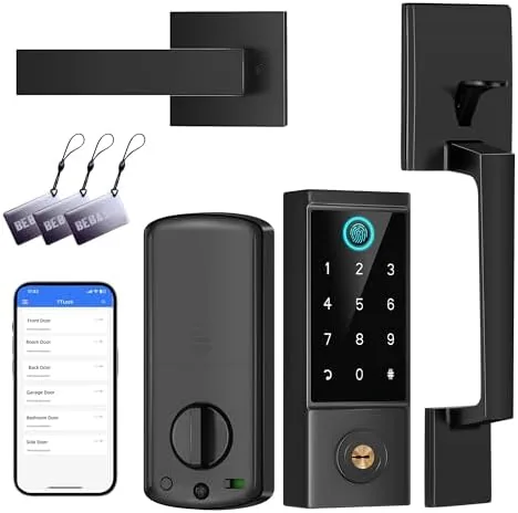 Overview of the BEBASIA Smart Door Lock with Front Door Handle Set, Heavy