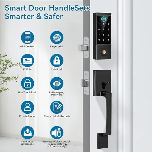 Close look at the BEBASIA Smart Door Lock with Front Door Handle Set, Heavy build quality