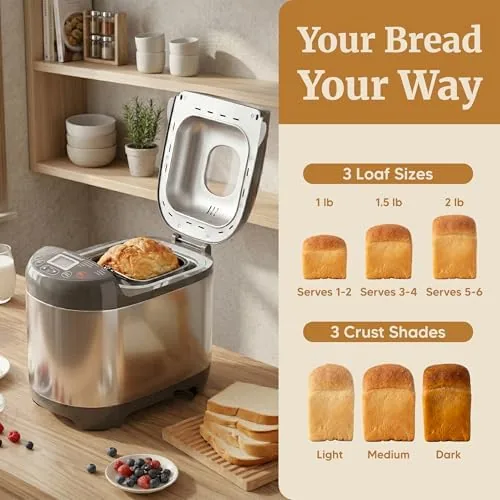 The control panel showing the program selector and the loaf size setting