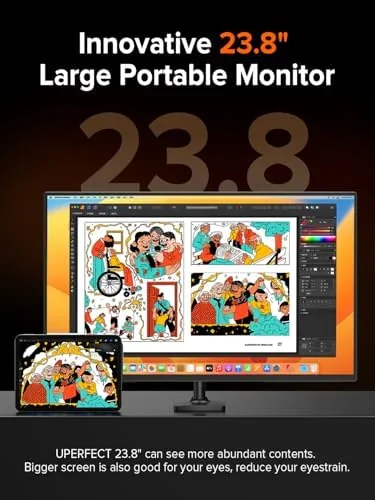 Another view of the UPERFECT 24" 144Hz Portable Monitor, QLED 145% sRGB 450Nits Gaming