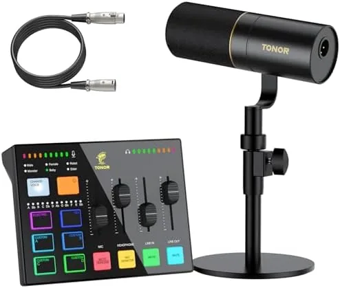 Overview of the TONOR Audio Interface and Microphone Set, Podcast Equipment Bundle, USB