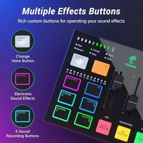 Another view of the TONOR Audio Interface and Microphone Set, Podcast Equipment Bundle, USB