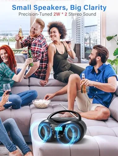 The Greadio Portable Boombox CD Players for Home with Bluetooth, Stereo in real use
