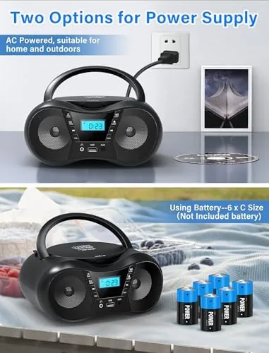 The Greadio Portable Boombox CD Players for Home with Bluetooth, Stereo compared in context
