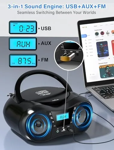Testing the Greadio Portable Boombox CD Players for Home with Bluetooth, Stereo over two weeks
