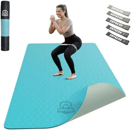 Overview of the HAPBEAR Large Yoga Mat - 72"x36"x6mm (1/4 inch), Extra Wide