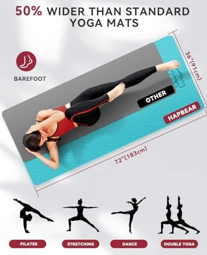 Close look at the HAPBEAR Large Yoga Mat - 72"x36"x6mm (1/4 inch), Extra Wide build quality
