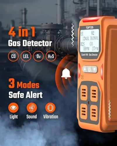Close look at the TopTes Guard-156 4 Gas Monitor Multi Gas Detector for H2S build quality