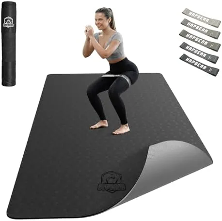 Overview of the HAPBEAR Large Yoga Mat - 72"x36"x6mm (1/4 inch), Extra Wide