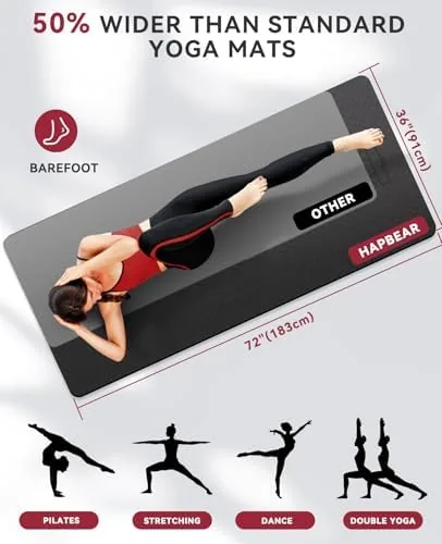 Close look at the HAPBEAR Large Yoga Mat - 72"x36"x6mm (1/4 inch), Extra Wide build quality
